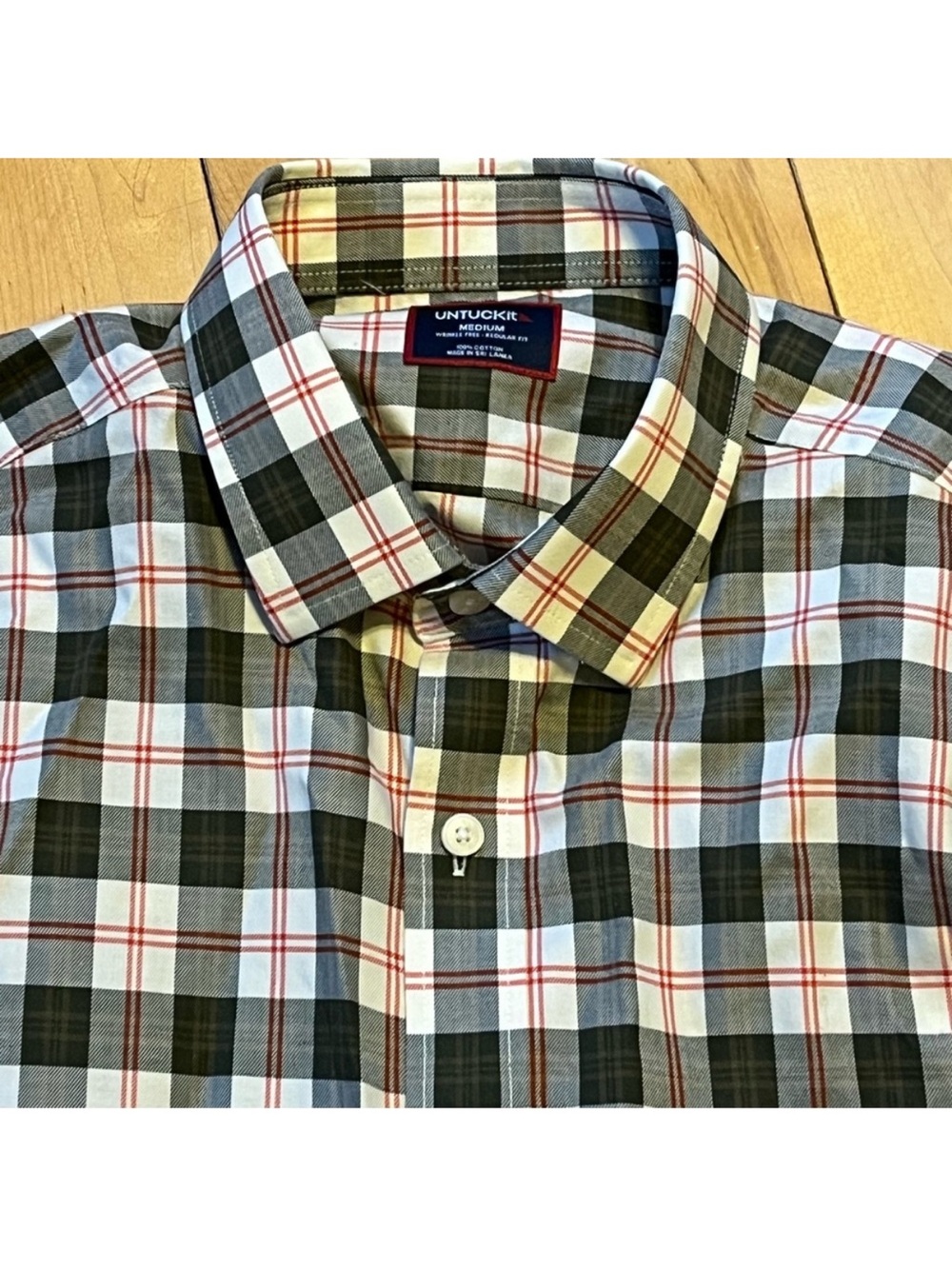 UNTUCKit Harwin Shirt Wrinkle Free Olive Multi Plaid button down size medium - Picture 4 of 11